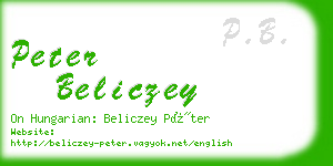 peter beliczey business card